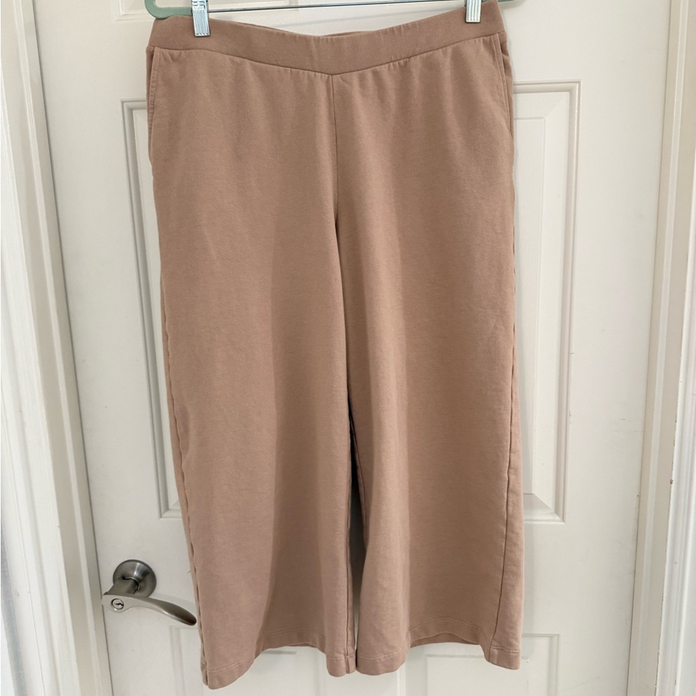 J.Jill Wide Leg Cropped Ankle Tan/camel Organic Cotton Womens Size M petite - Picture 2 of 12